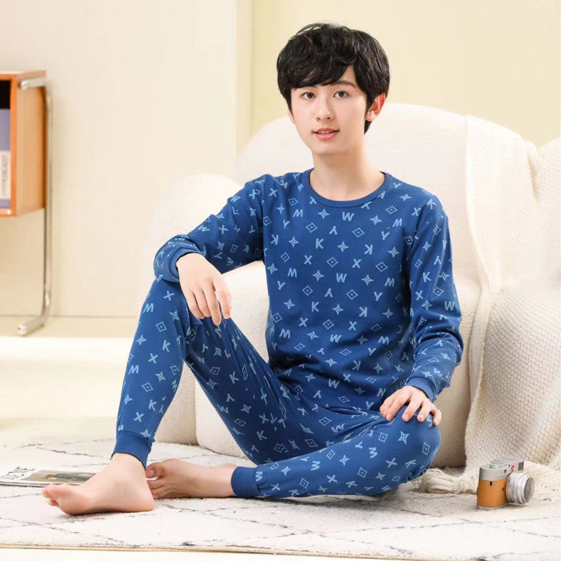 Cotton Pajamas - Blue Monogram