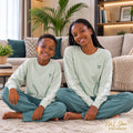 Premium Cotton Loungewear - Sage Contrast Green