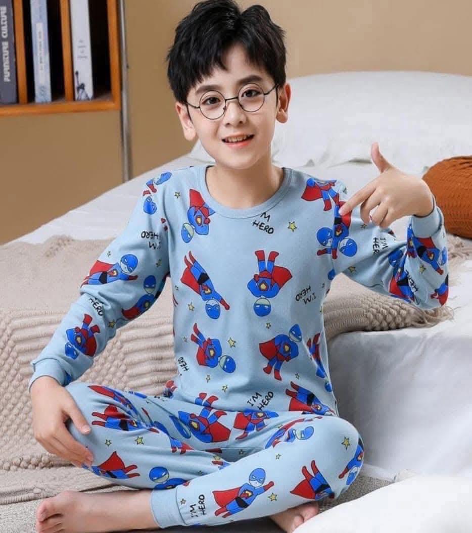 Cotton Pajamas - Blue Hero