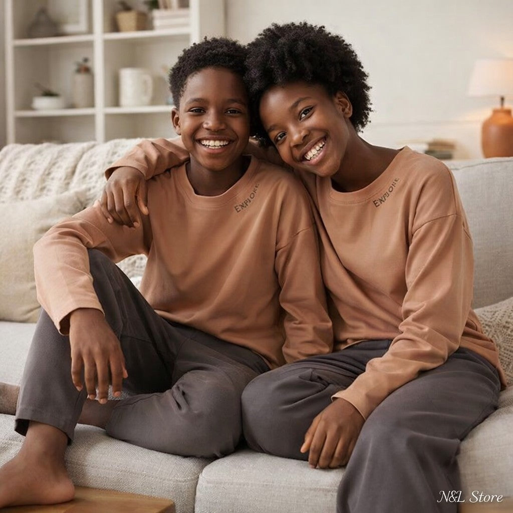 Premium Cotton Loungewear - Brown Chocolate