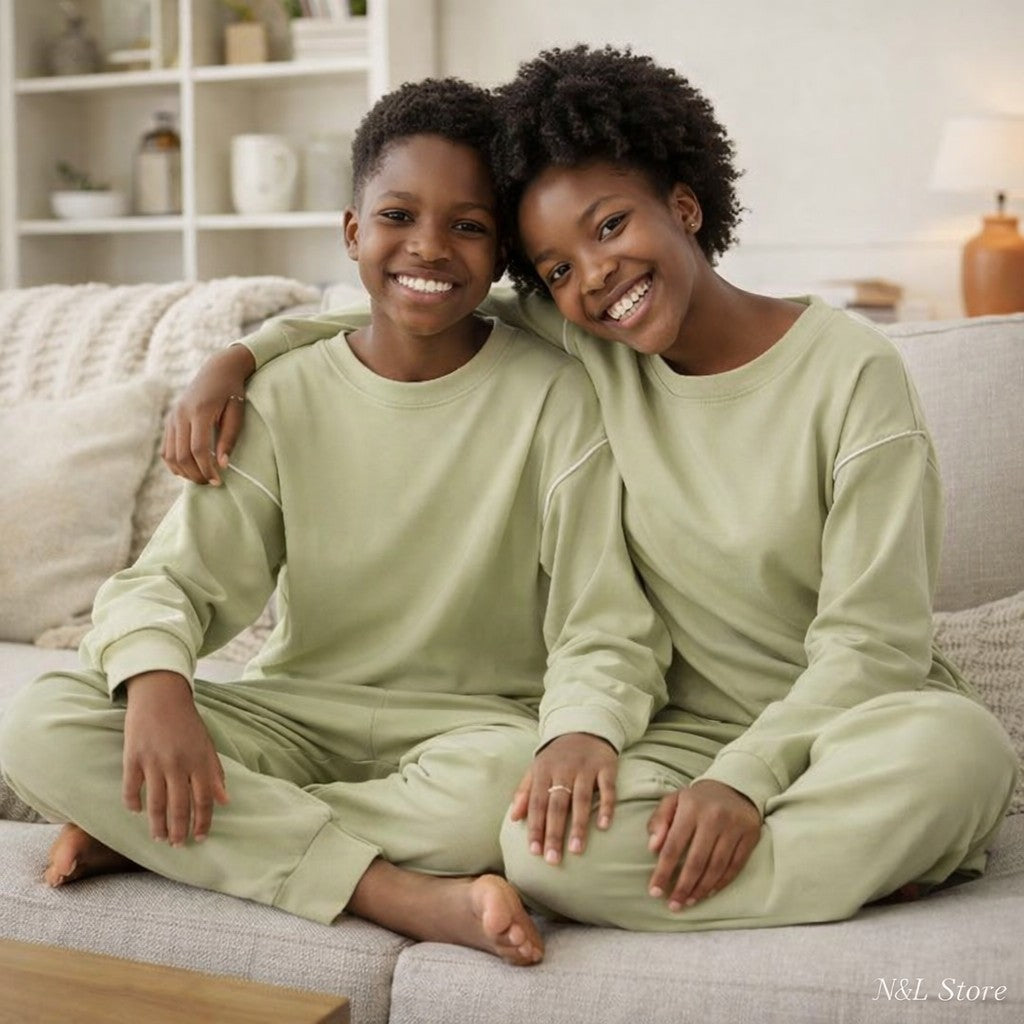 Premium Cotton Loungewear - Lime Green