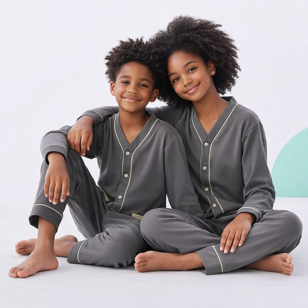 Premium Cotton Loungewear -  Buttoned Bliss