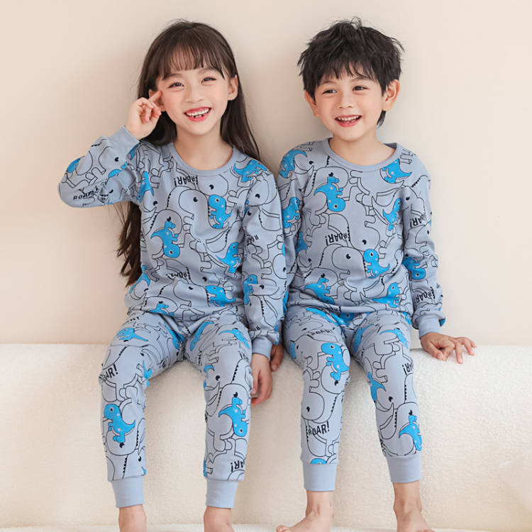Cotton Pajamas - Dinosour blue
