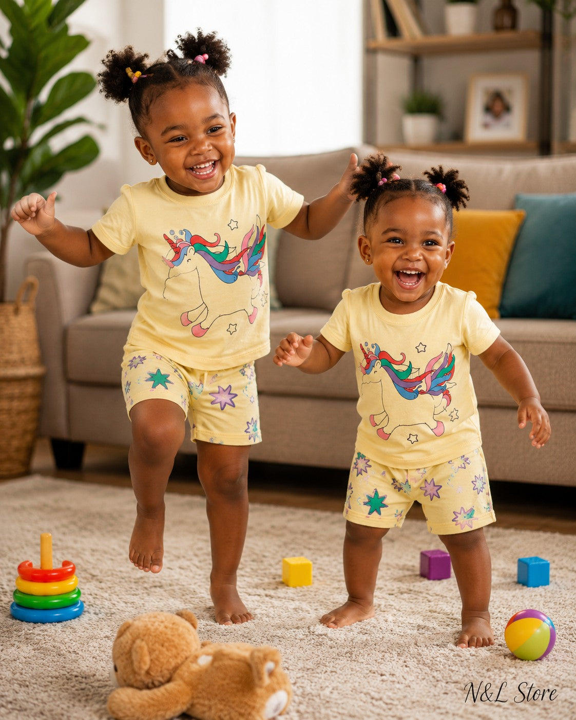 Cotton Pajamas -  Unicorn in yellow